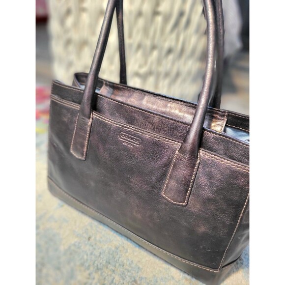 COACH 14282 bronze Madeline double handledl metaillic leather Satchel handbag - Picture 3 of 15